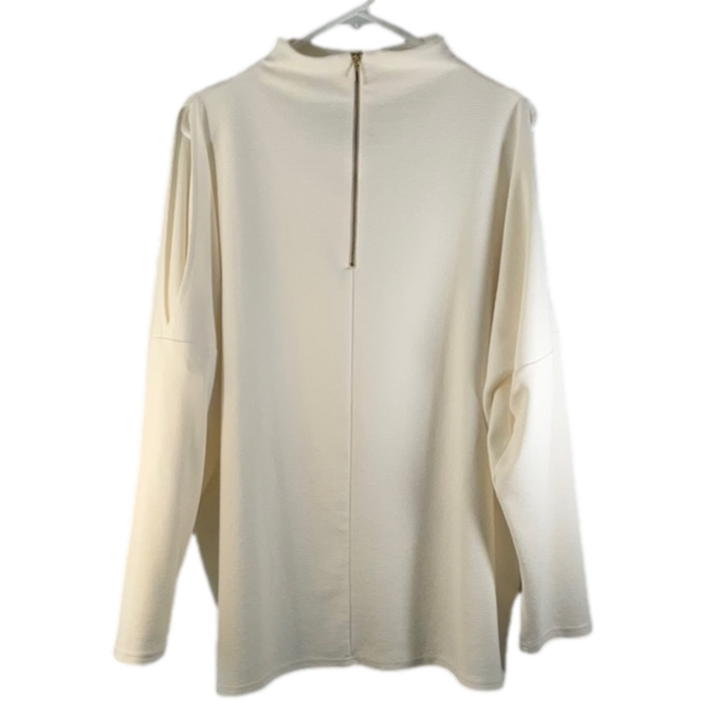 ZENERGY White Quarter Zip Tunic w/Tyra Cold Shoulder Sleeves Size 3 (Size 16)